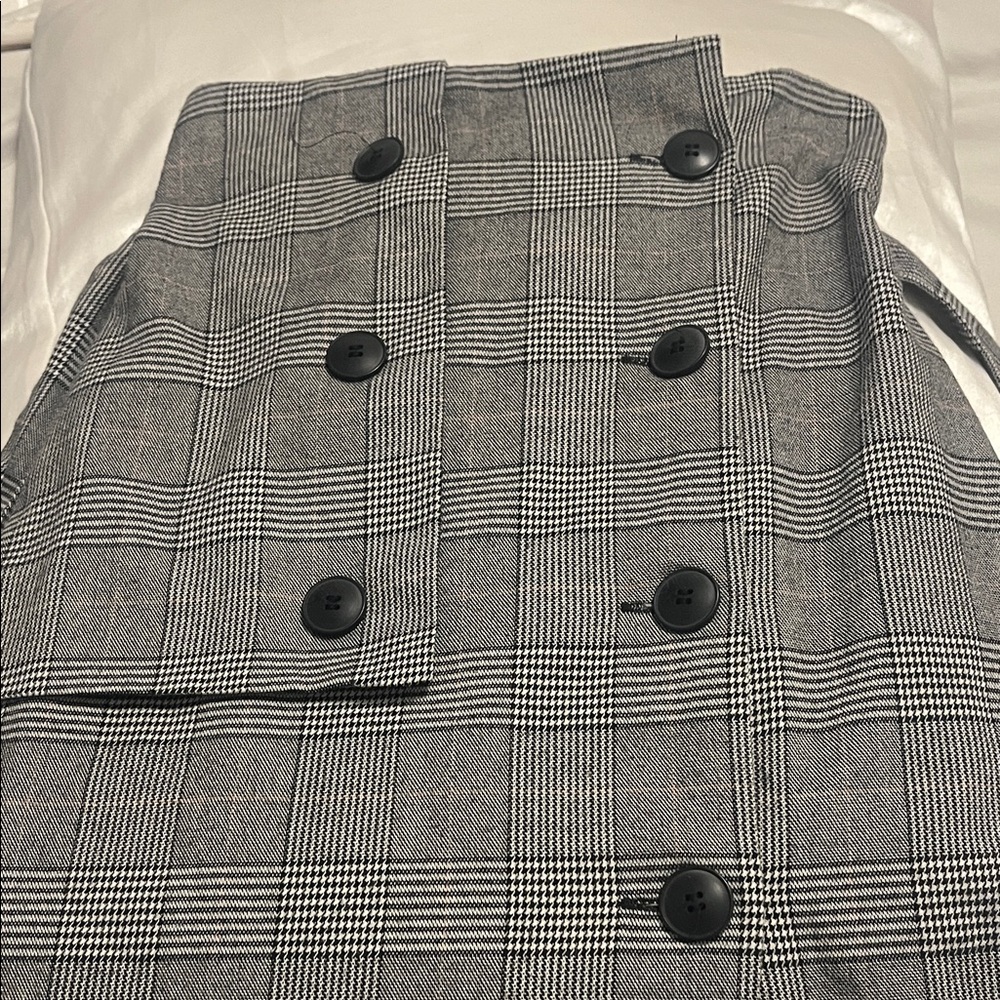 Zara Black and White Plaid Pencil Skirt